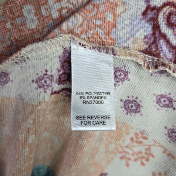 Womens Cato Multicolor Patchwork Sleeveless Top Tie Front Polyester Size 18/20W - Picture 3 of 8